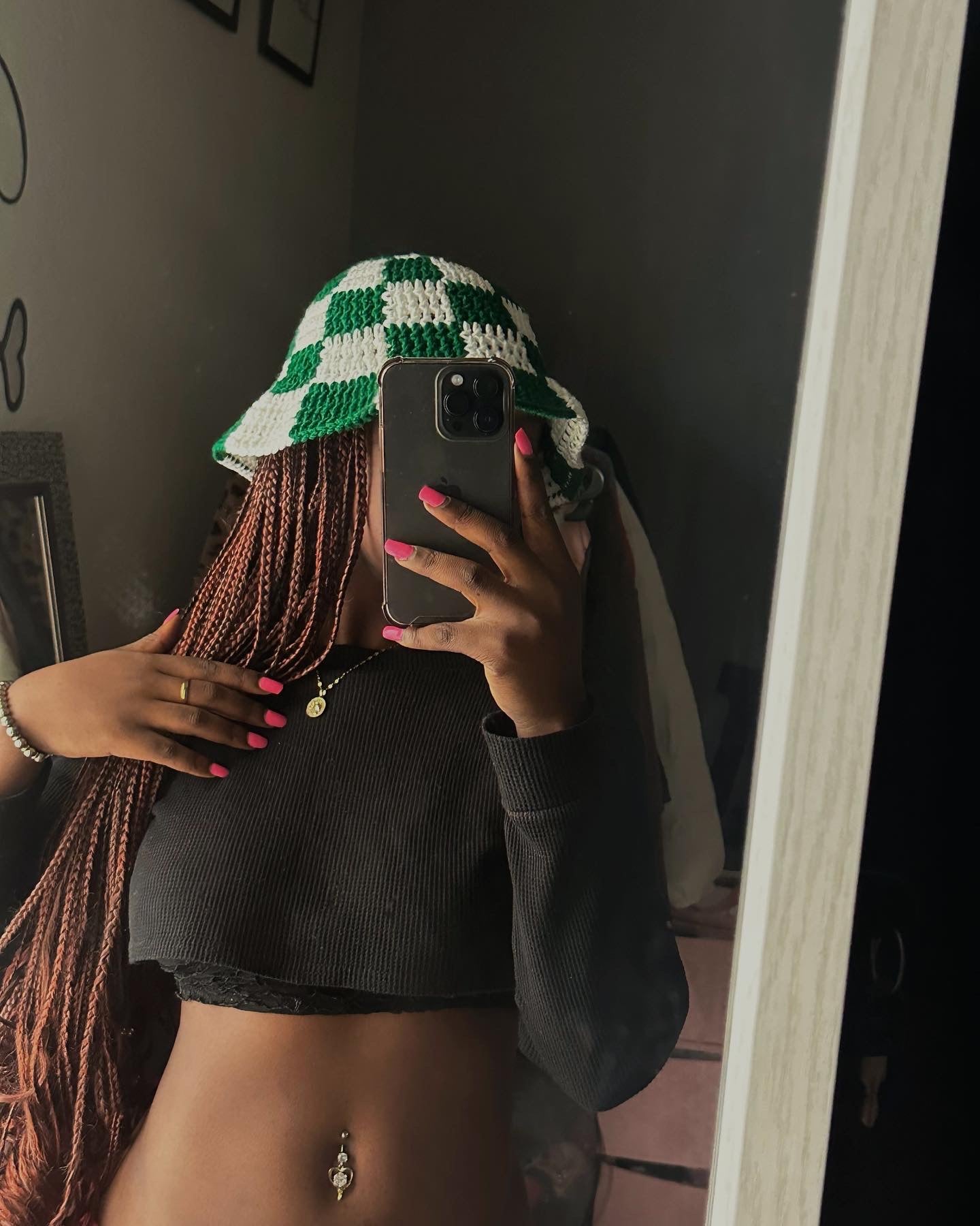 Nigerian flag checkered bucket hat