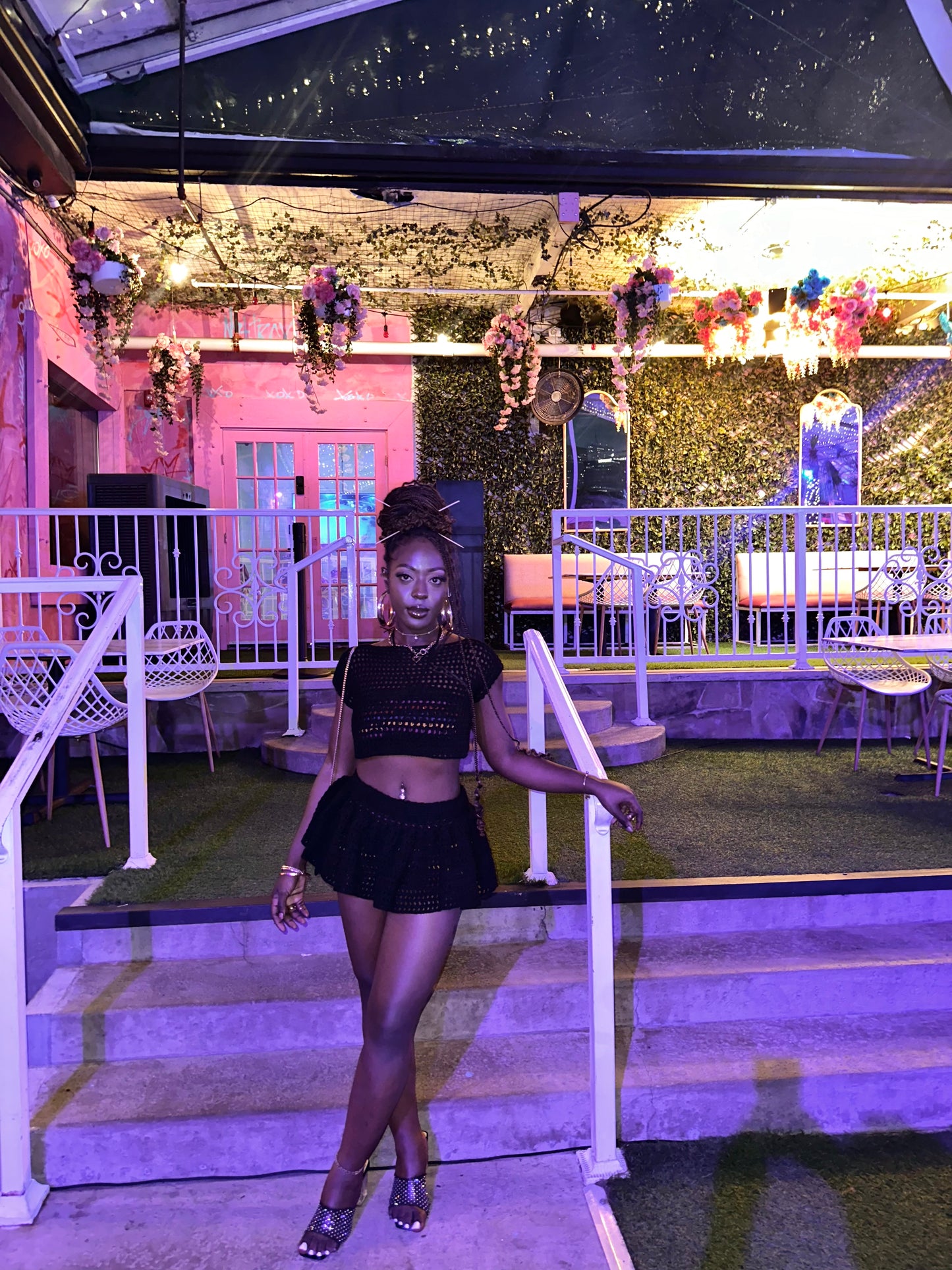 Black liquor skirt set