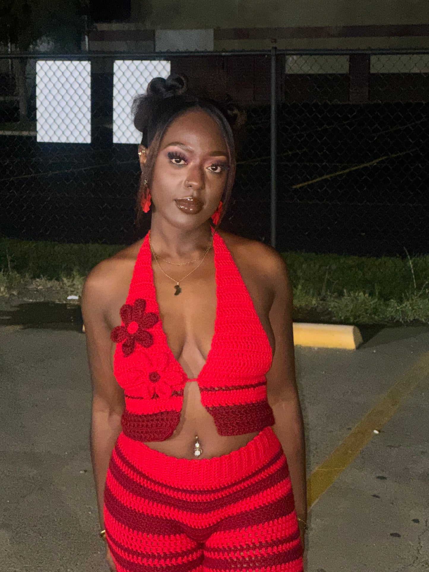 Red rum pant set