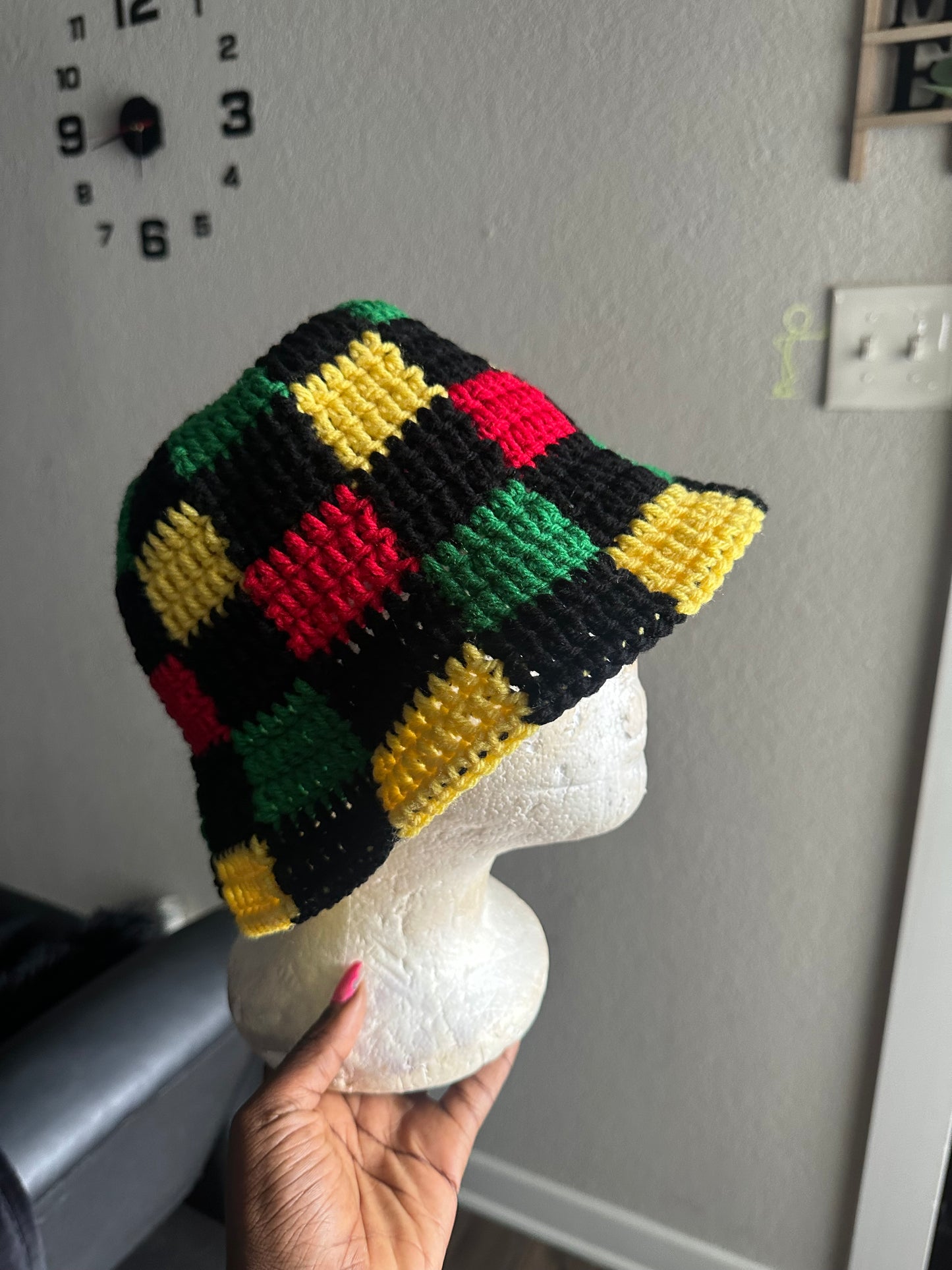 Ghanaian flag checkered bucket hat