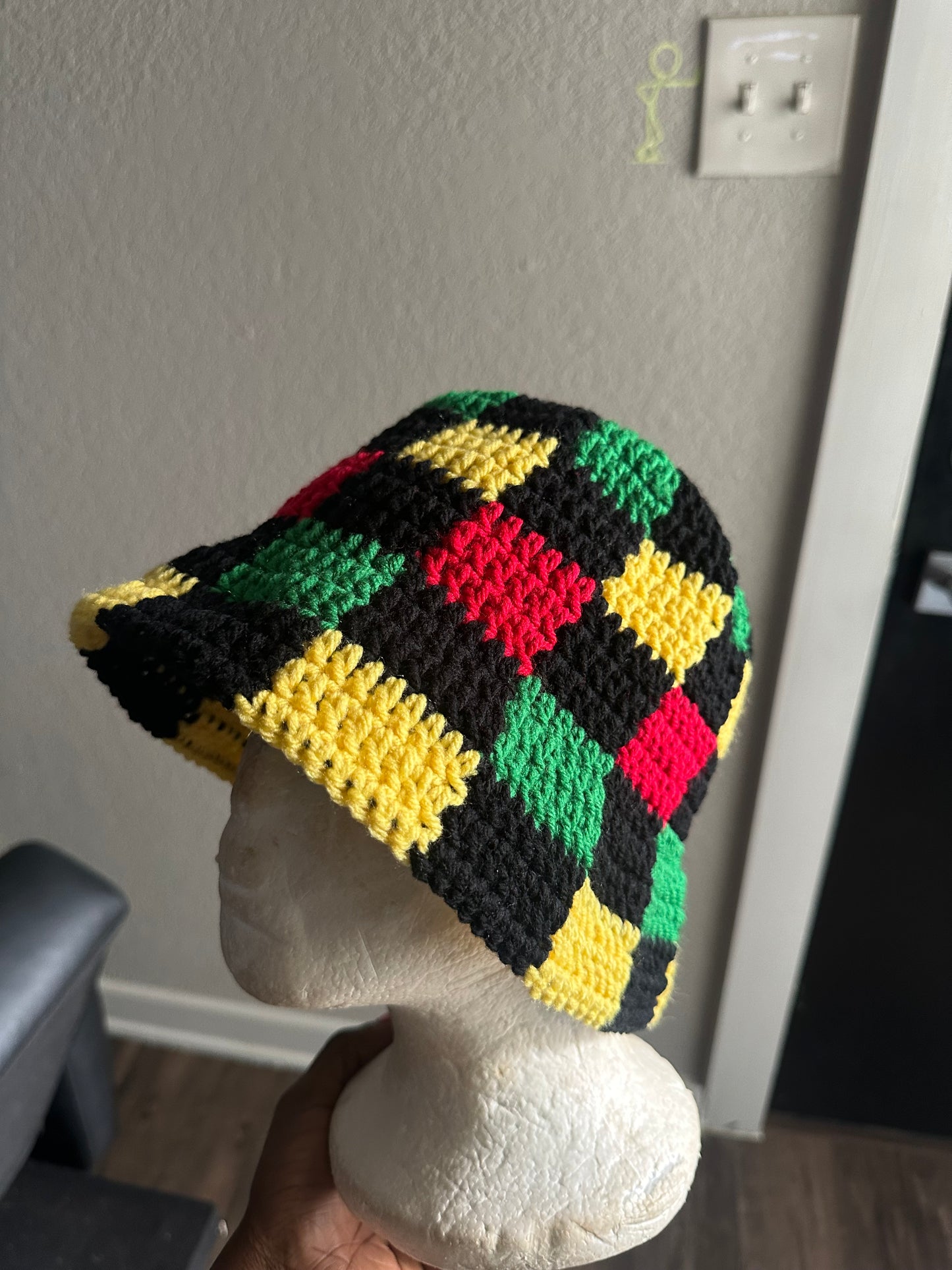 Ghanaian flag checkered bucket hat