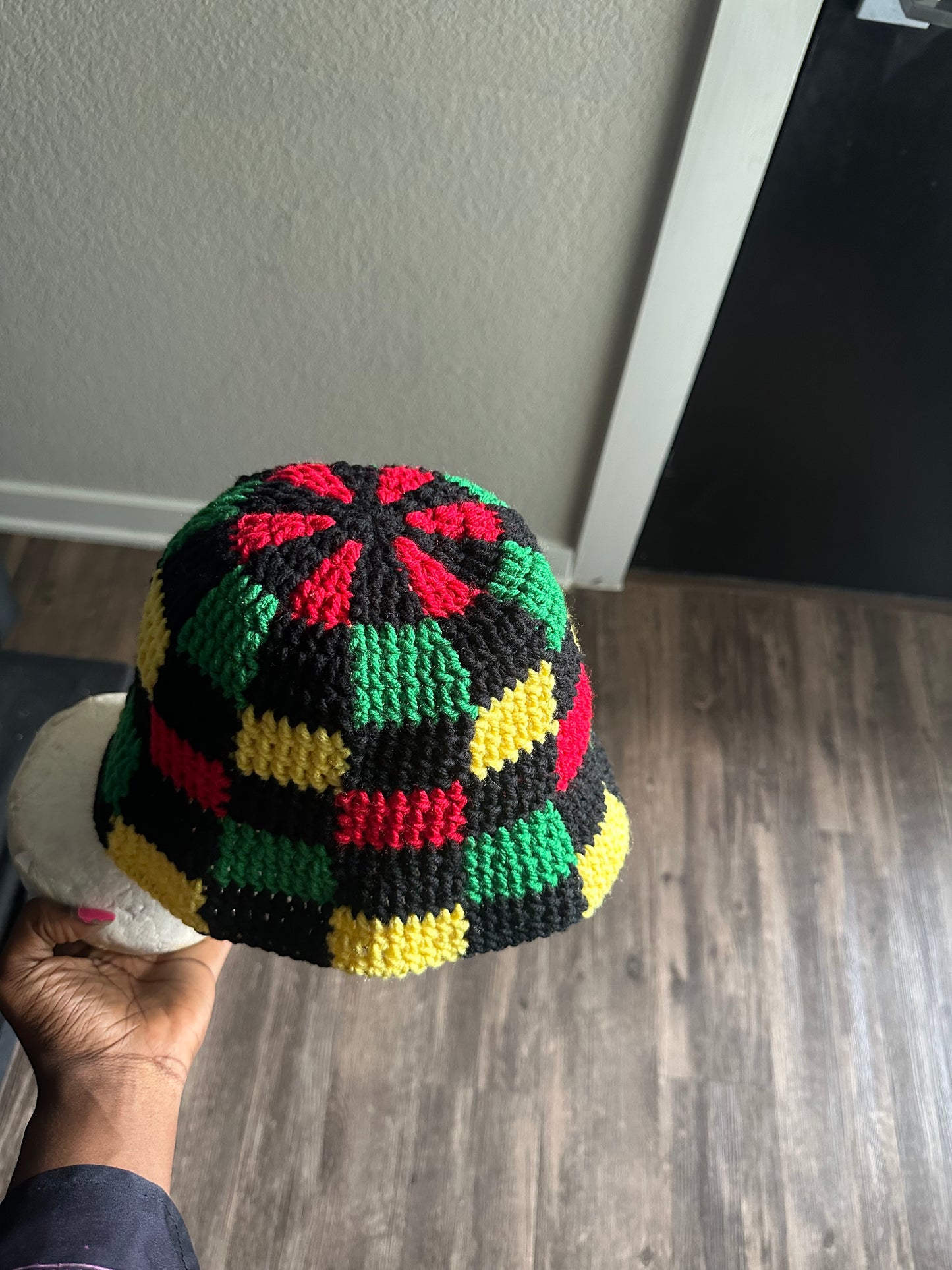 Ghanaian flag checkered bucket hat