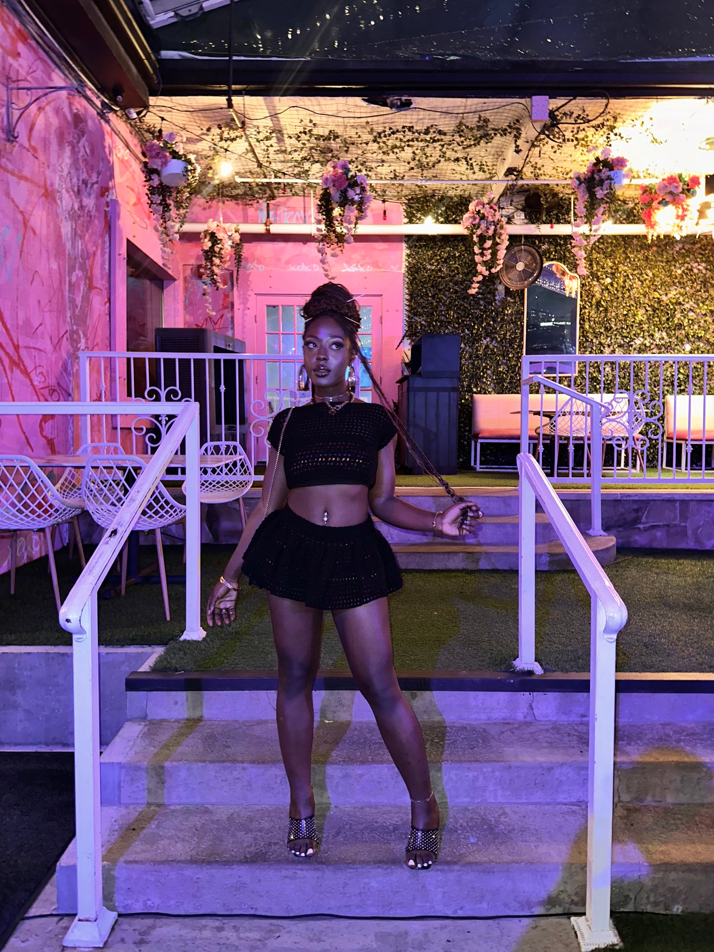 Black liquor skirt set