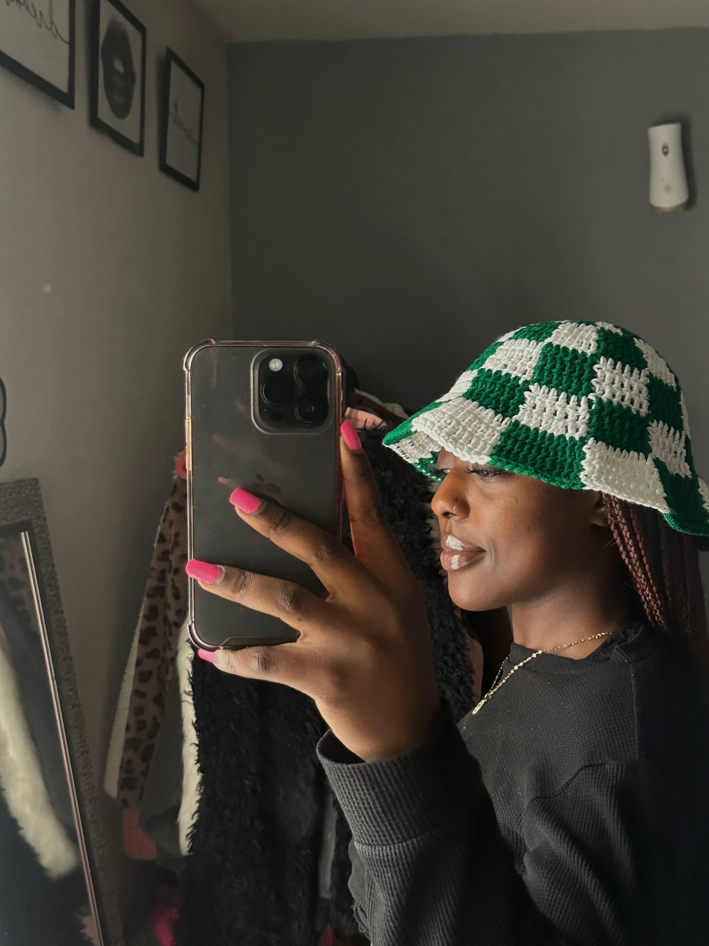 Nigerian flag checkered bucket hat